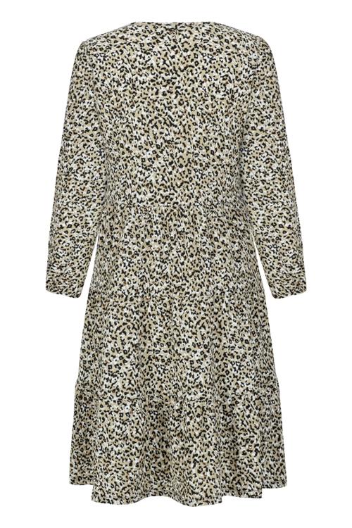  LEOPAR DESENLİ UZUN KOLLU MİNİ KLOŞ ELBİSE