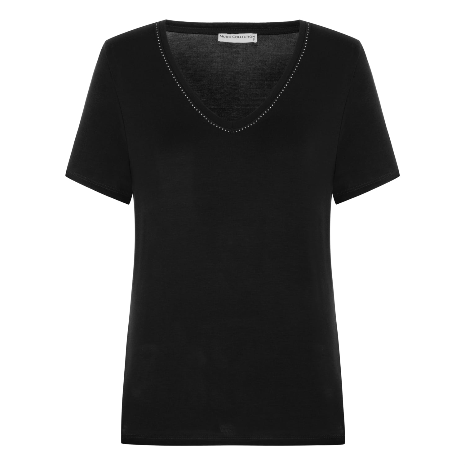 TAŞ İŞLEMELİ V YAKA KISA KOLLU T-SHIRT