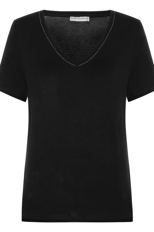  TAŞ İŞLEMELİ V YAKA KISA KOLLU T-SHIRT