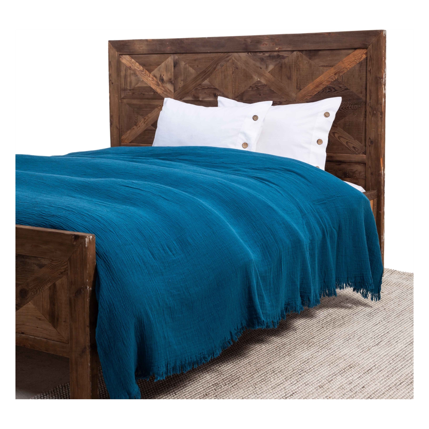 BAMBU ÇİFT KİŞİLİK PİKE MAVİ 230X250