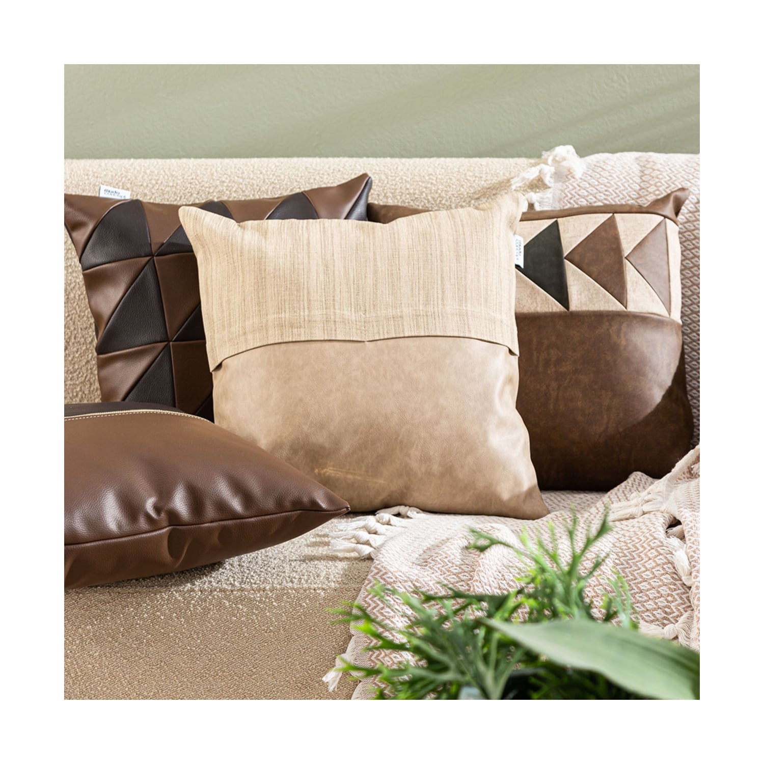 CARL BEAM SUNİ DERİ KIRLENT KAHVE 45X45