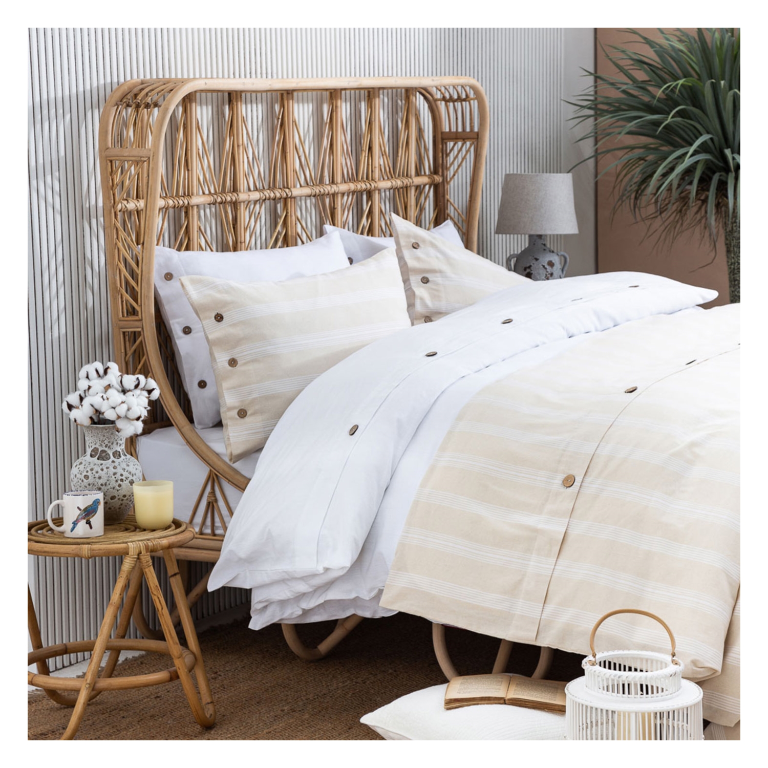 BRIE ÇİFT KİŞİLİK NEVRESİM TAKIMI BEYAZ 200X220