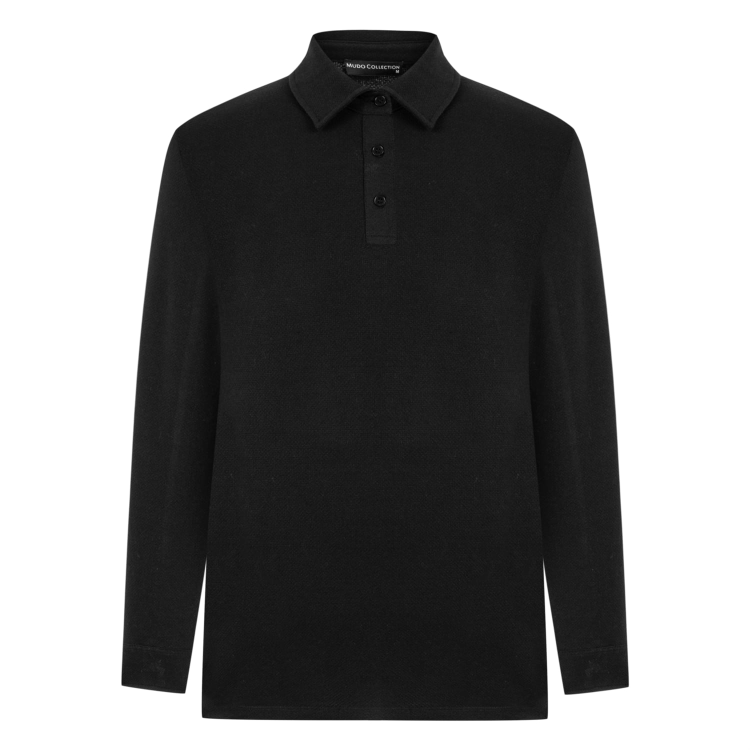 DOKULU POLO YAKA UZUN KOLLU T-SHIRT