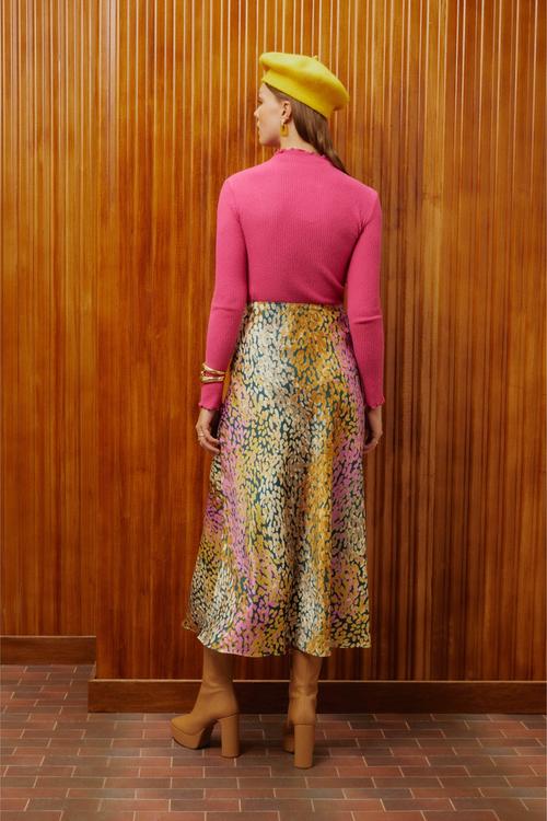  SOYUT DESENLİ A FORM MİDİ ETEK