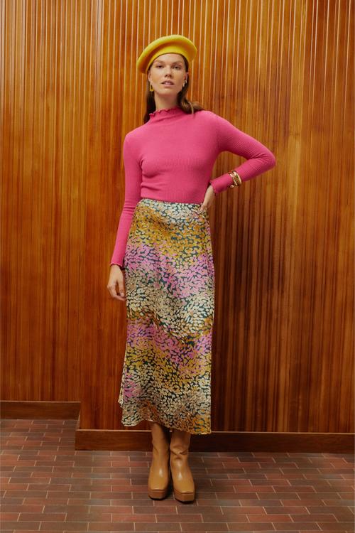  SOYUT DESENLİ A FORM MİDİ ETEK