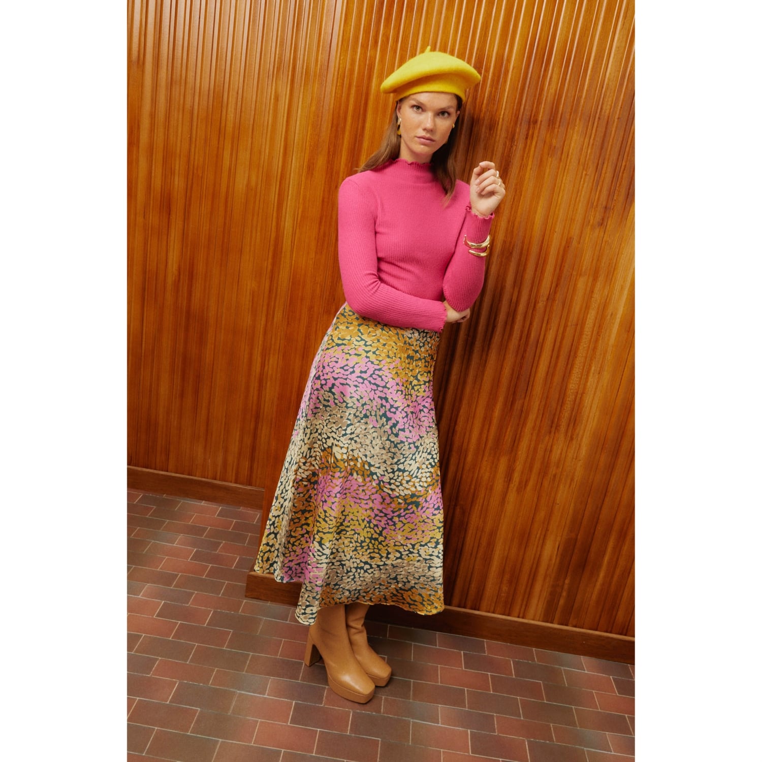 SOYUT DESENLİ A FORM MİDİ ETEK