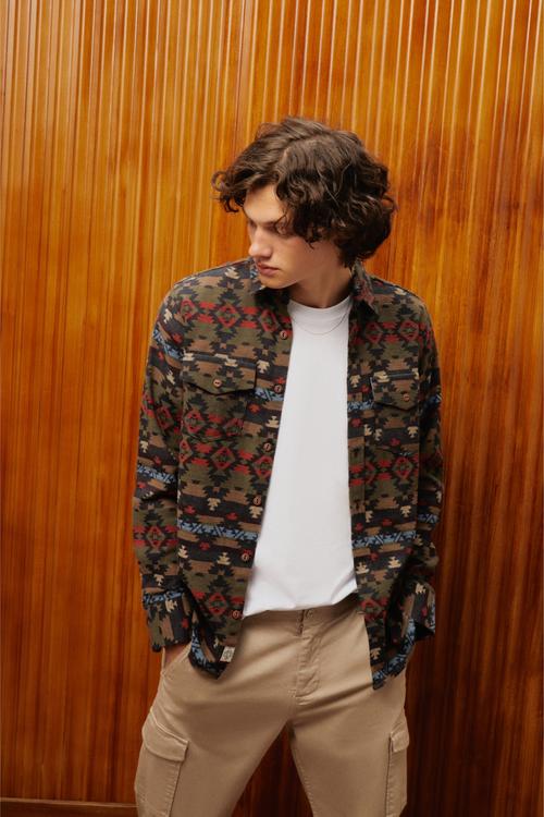  ETNİK DESENLİ REGULAR FIT GÖMLEK