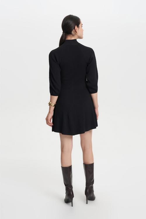  UZUN KOLLU TRİKO MİNİ KLOŞ ELBİSE