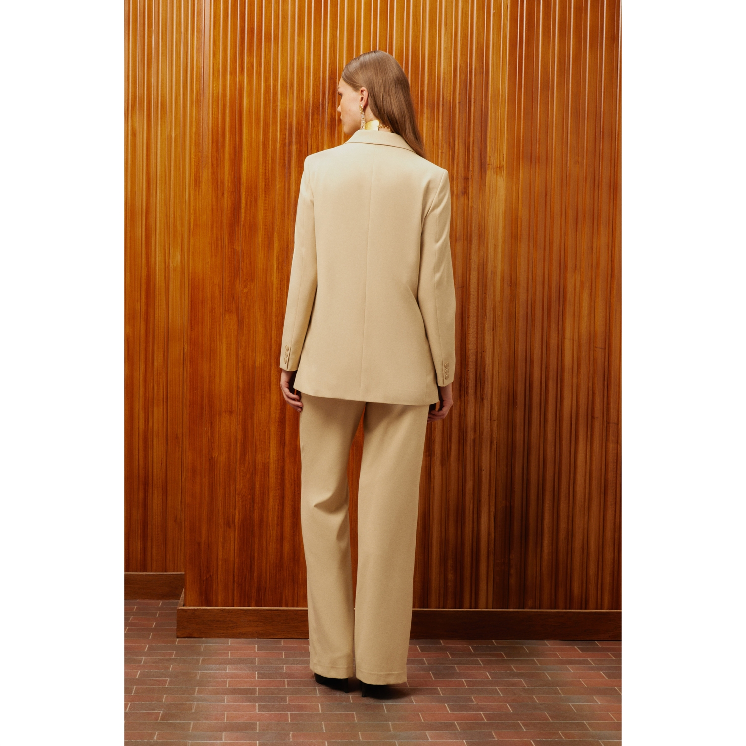 YÜKSEK BEL GENİŞ PAÇA DOKUMA PANTOLON