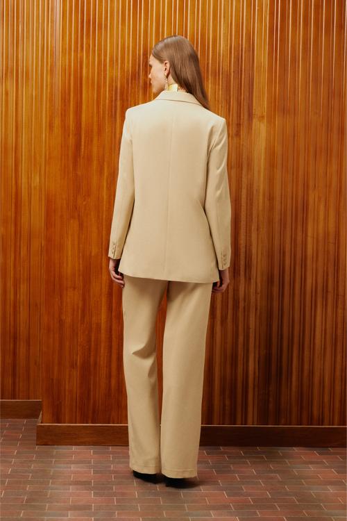  YÜKSEK BEL GENİŞ PAÇA DOKUMA PANTOLON