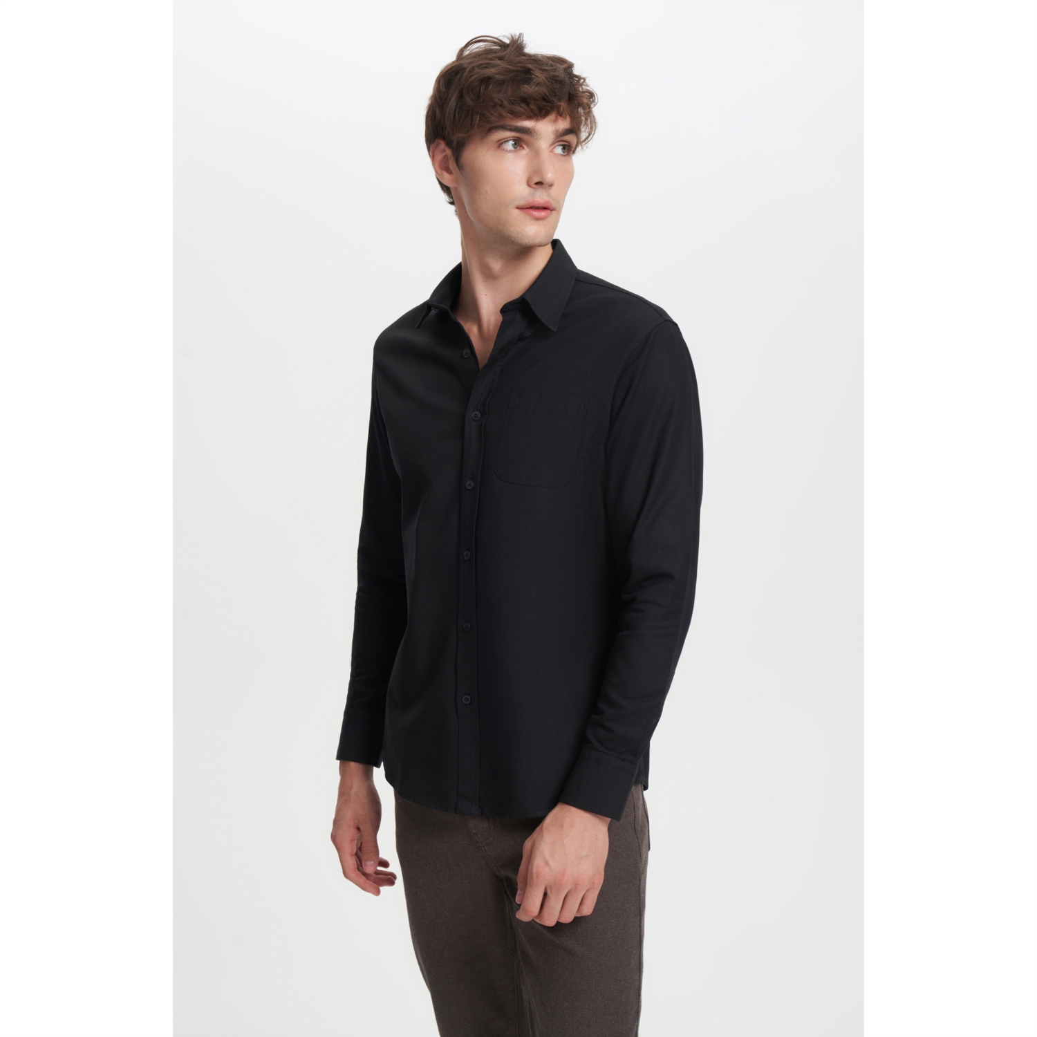 PAMUK KARIŞIMLI VİSKON REGULAR FIT GÖMLEK