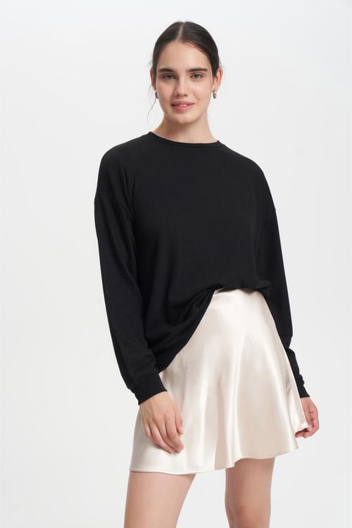  SATEN GÖRÜNÜMLÜ A FORM MİNİ ETEK