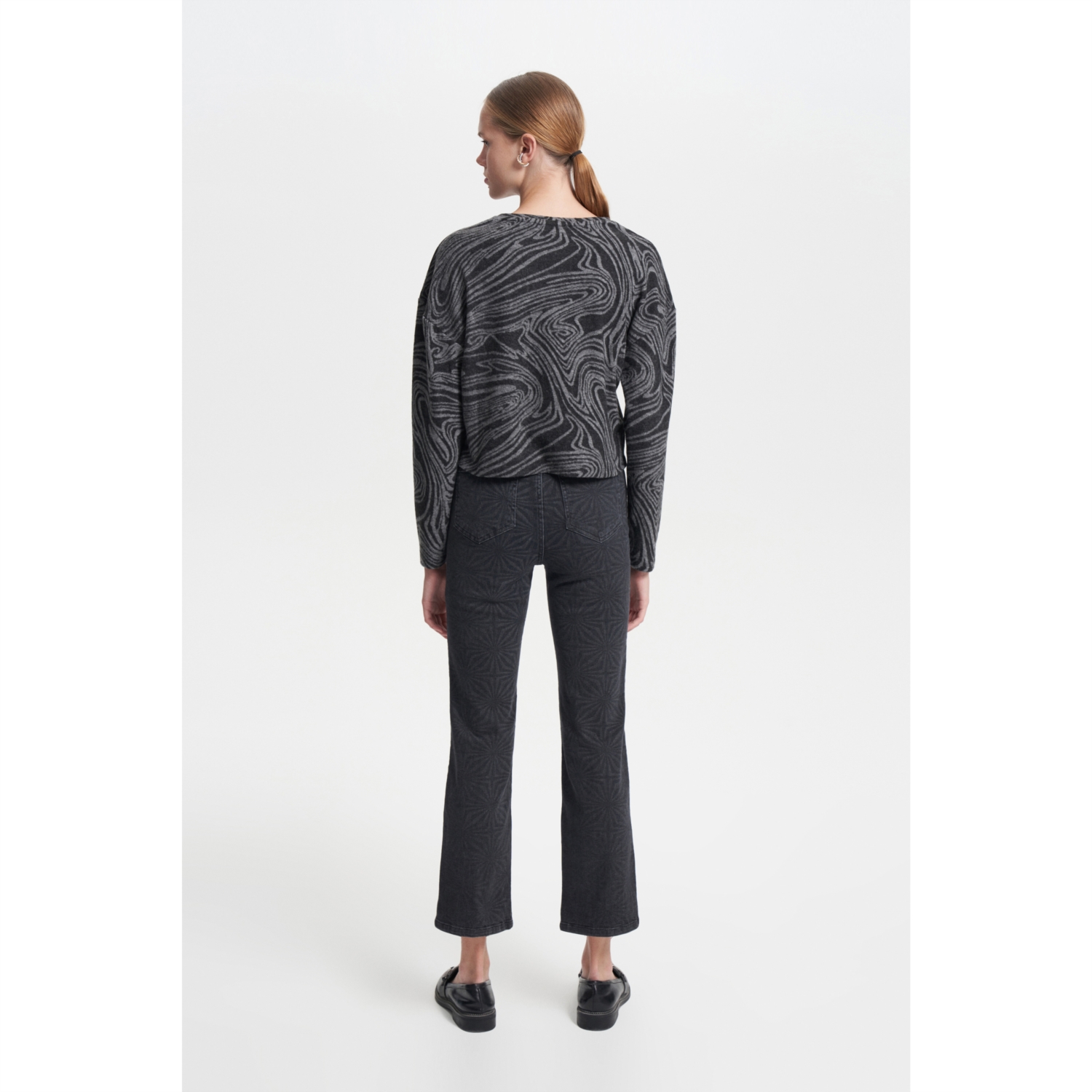 BASKILI BİSİKLET YAKA SWEATSHIRT