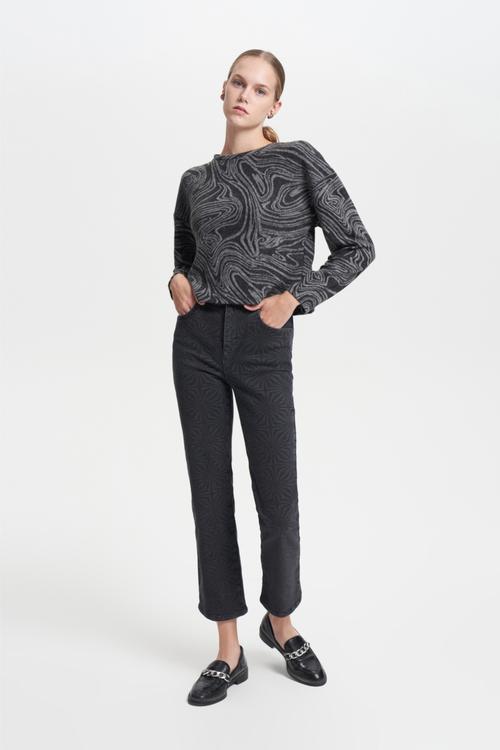  BASKILI BİSİKLET YAKA SWEATSHIRT