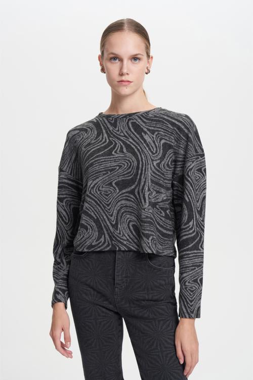  BASKILI BİSİKLET YAKA SWEATSHIRT