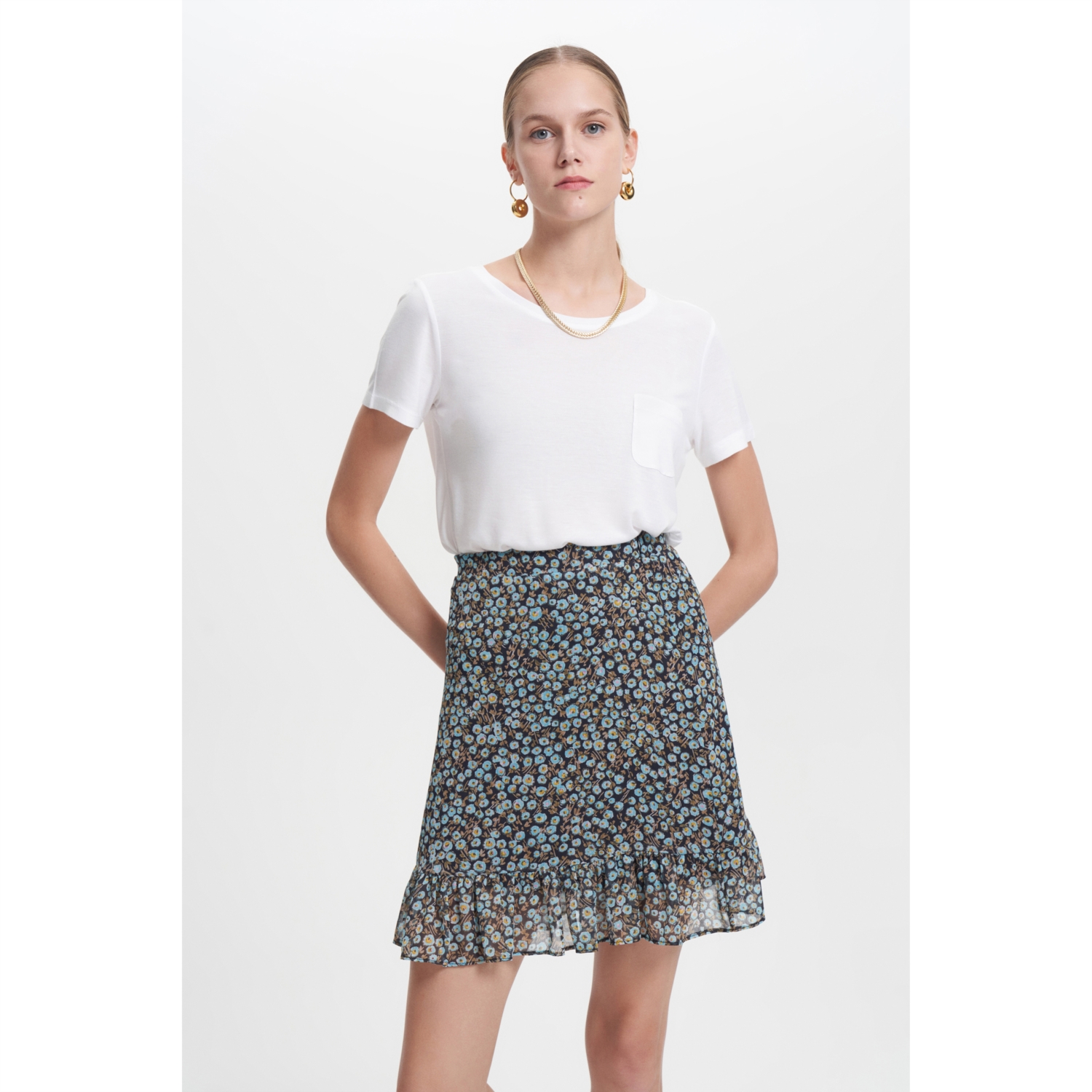 ÇİÇEK DESENLİ MİNİ KLOŞ ETEK