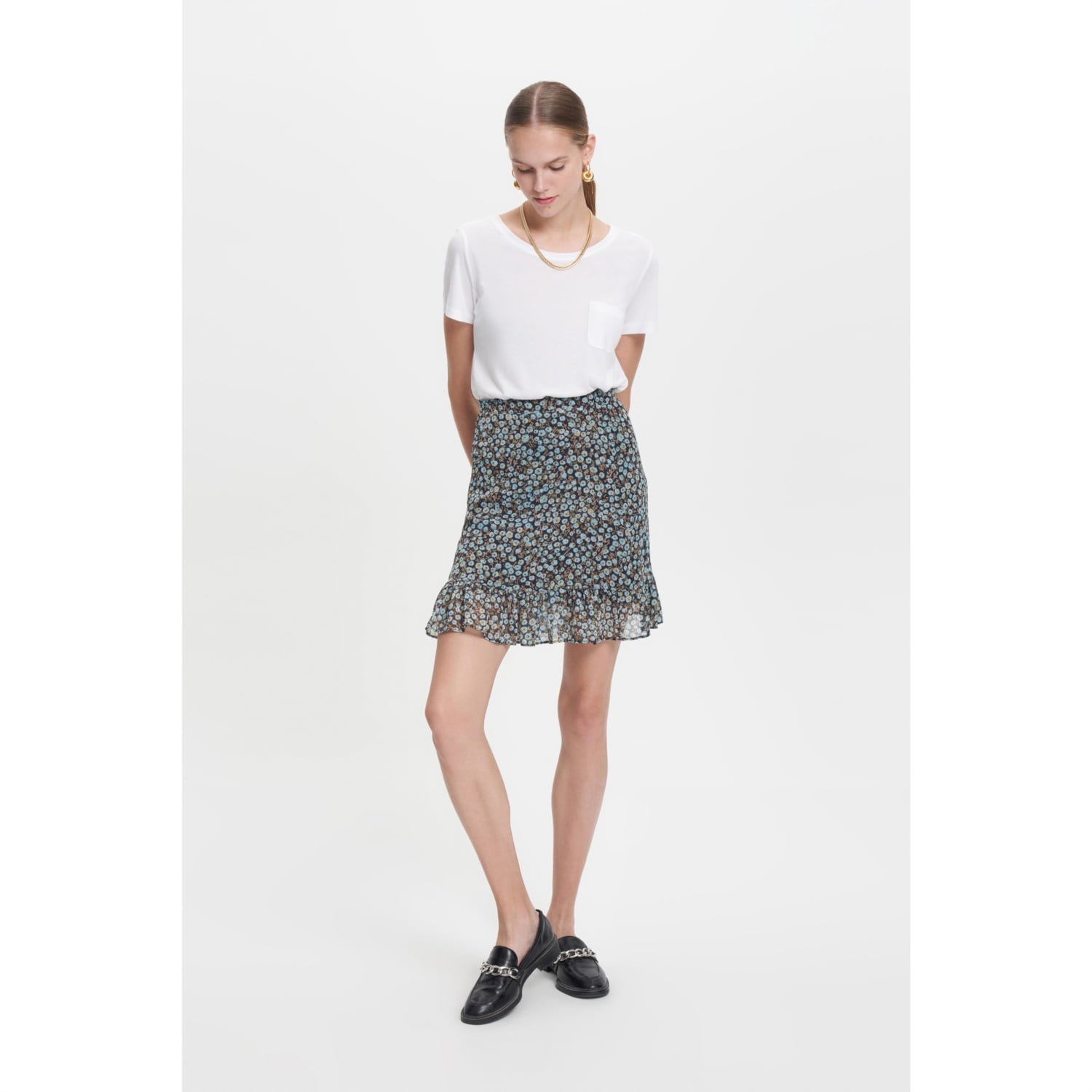 ÇİÇEK DESENLİ MİNİ KLOŞ ETEK