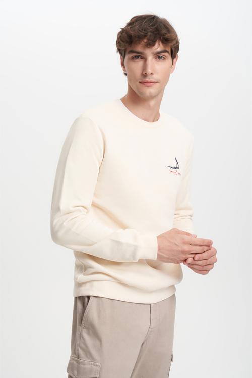  YELKEN NAKIŞLI BİSİKLET YAKA SWEATSHIRT