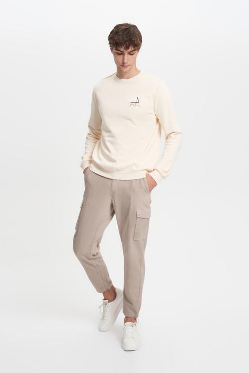  YELKEN NAKIŞLI BİSİKLET YAKA SWEATSHIRT