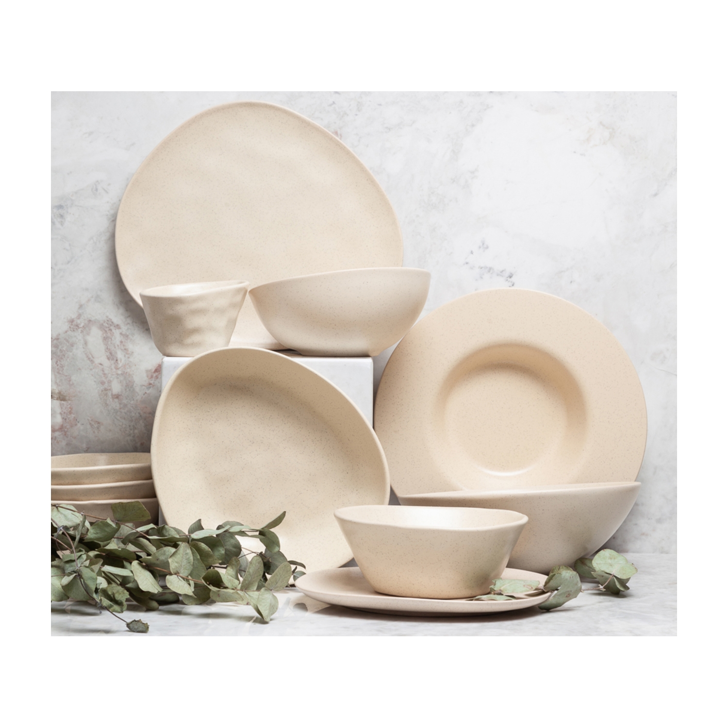 TRIBECA ÇUKUR TABAK 23 CM - KUMLU KREM