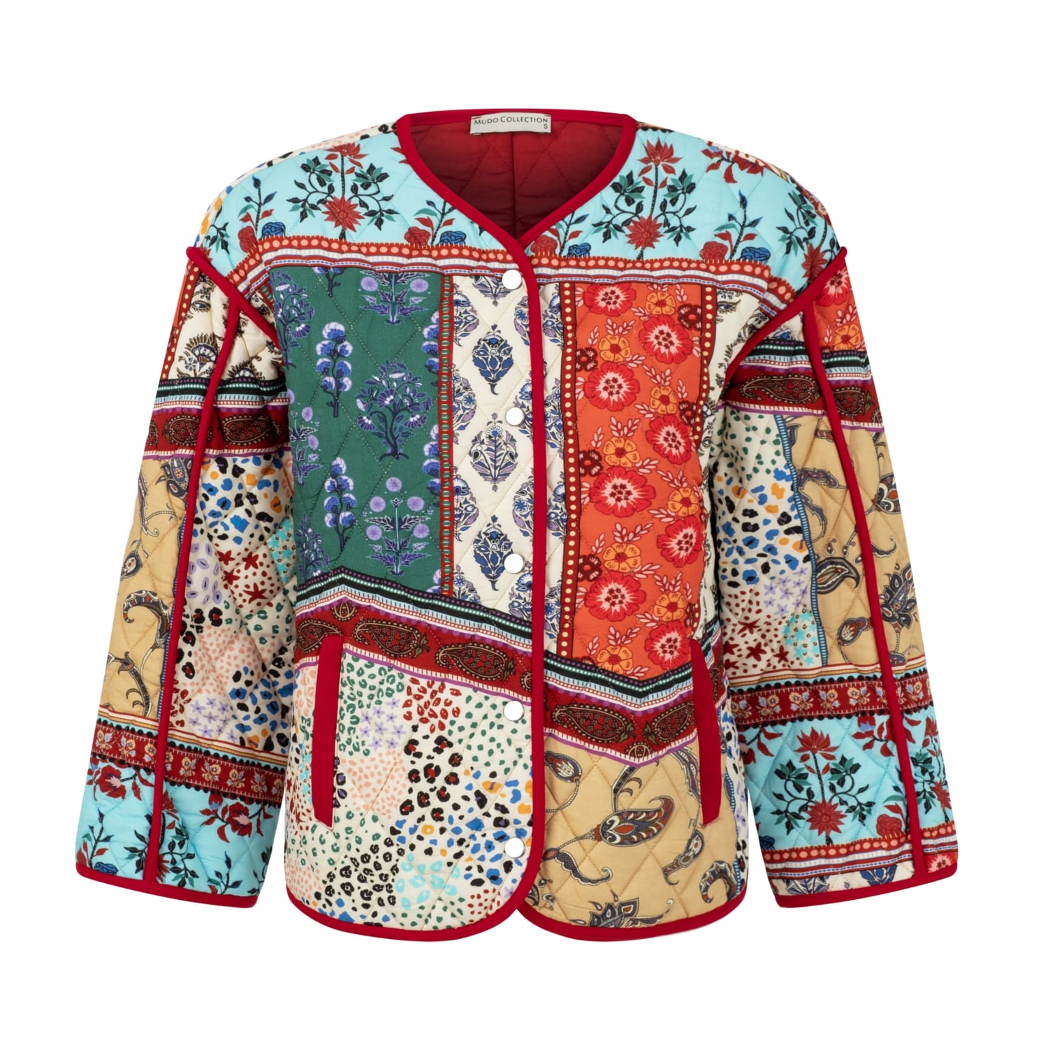 KAPİTONE DİKİŞLİ ETNİK DESENLİ MONT CEKET