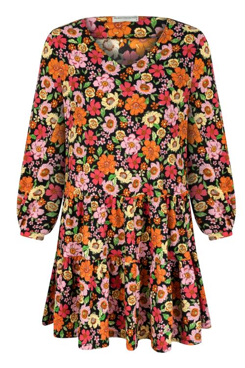  ÇİÇEK DESENLİ A FORM MİNİ ELBİSE