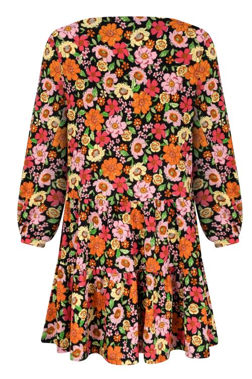  ÇİÇEK DESENLİ A FORM MİNİ ELBİSE