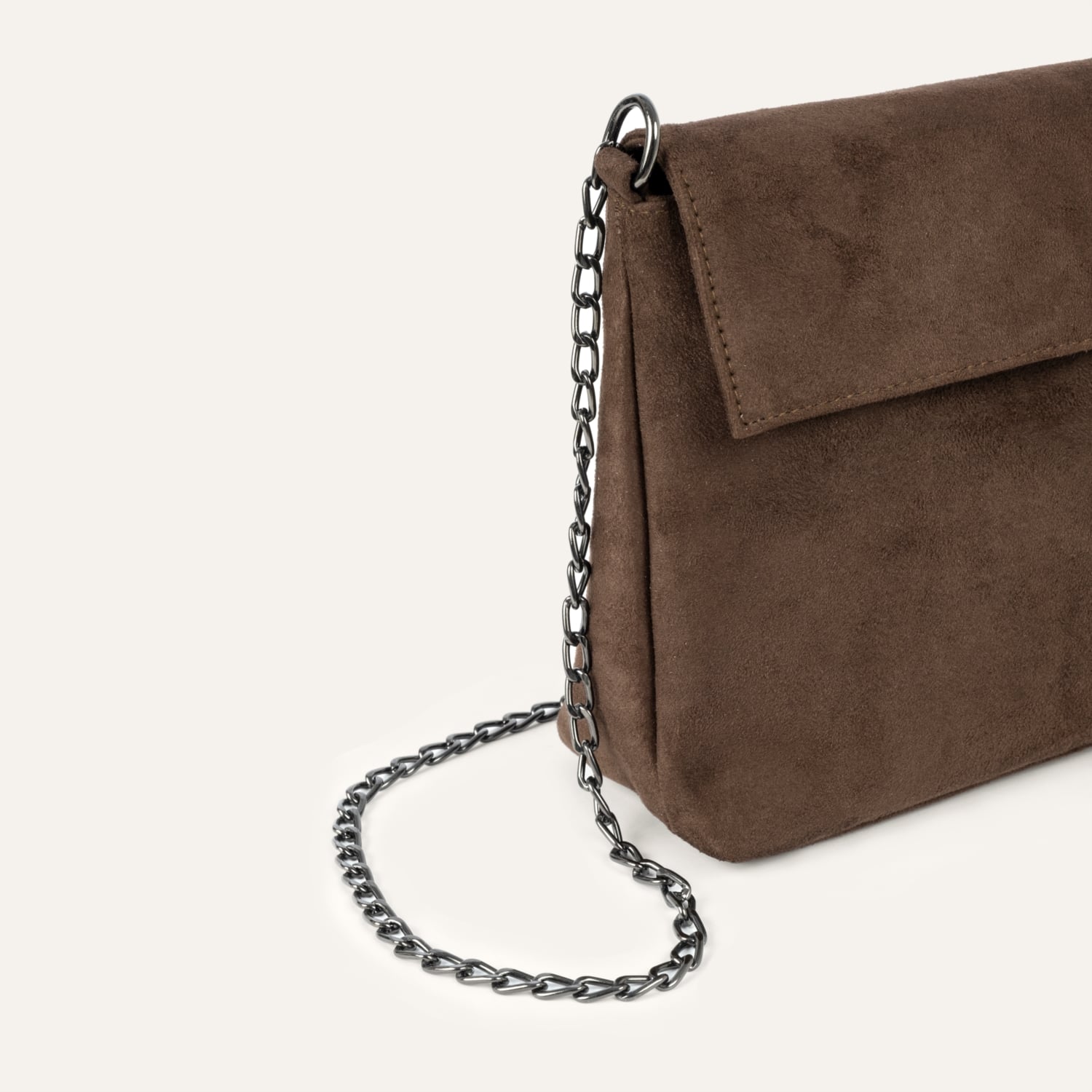 SÜET GÖRÜNÜMLÜ ZİNCİR DETAYLI OMUZ ÇANTASI