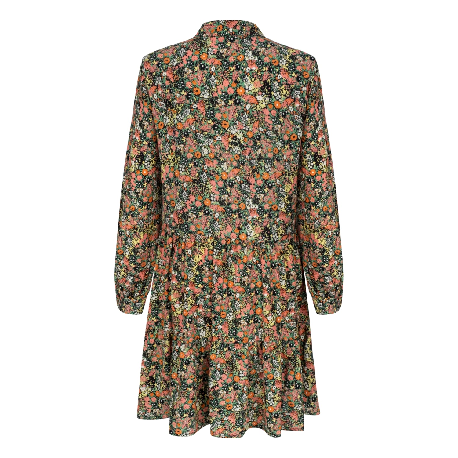 ÇİÇEK DESENLİ UZUN KOLLU A FORM MİNİ ELBİSE