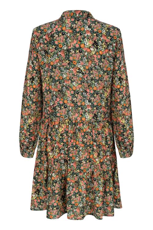  ÇİÇEK DESENLİ UZUN KOLLU A FORM MİNİ ELBİSE