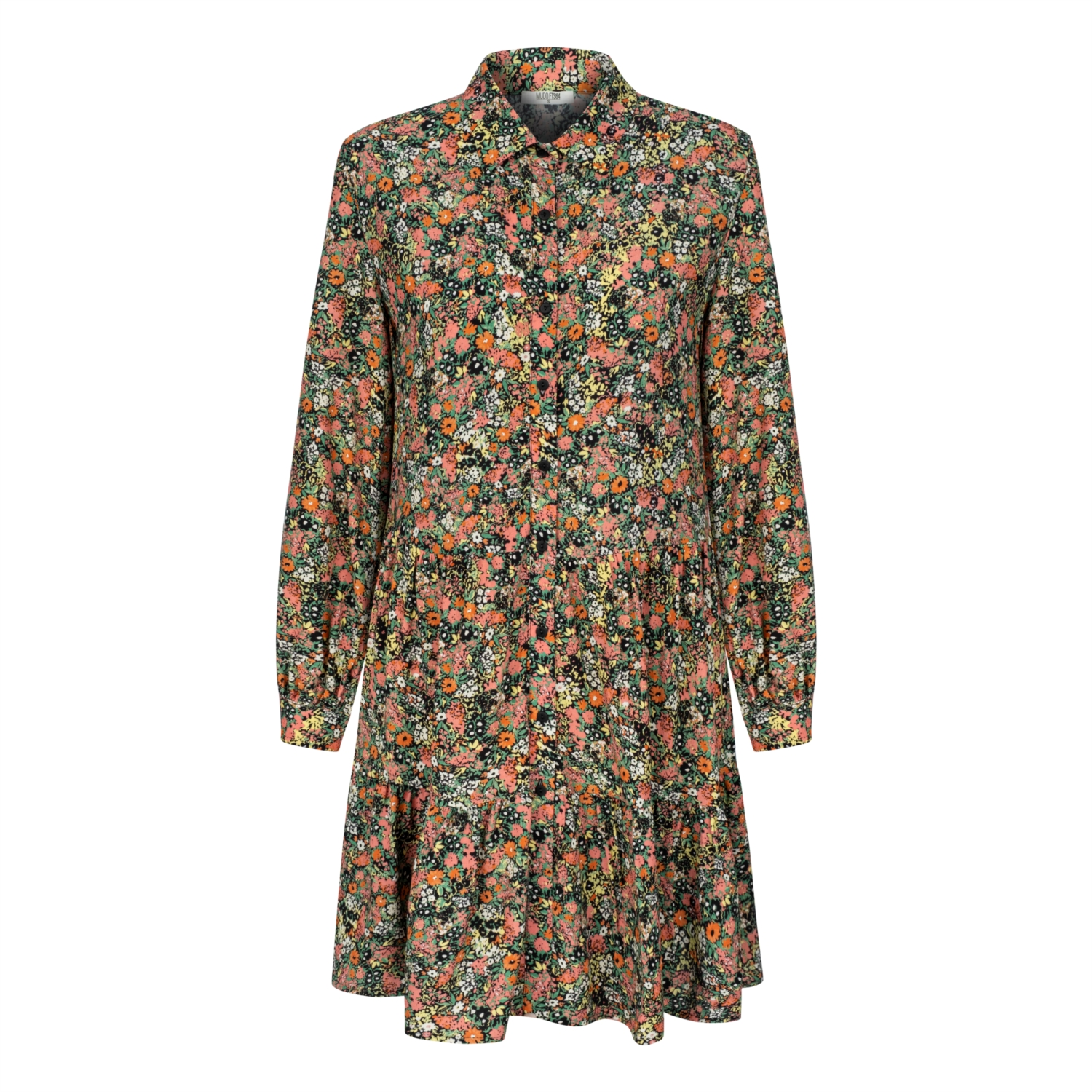 ÇİÇEK DESENLİ UZUN KOLLU A FORM MİNİ ELBİSE