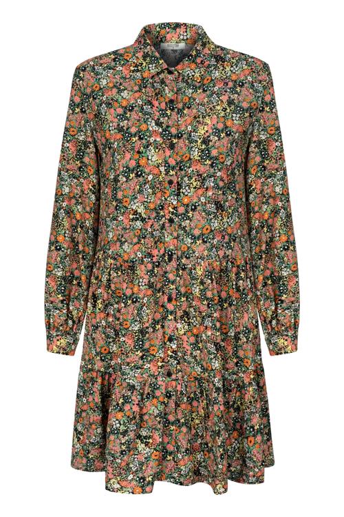  ÇİÇEK DESENLİ UZUN KOLLU A FORM MİNİ ELBİSE