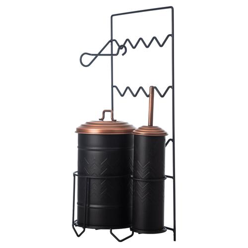  METAL ÇÖP KOVASI TUVALET FIRÇALIK&KAĞITLIK SİYAH