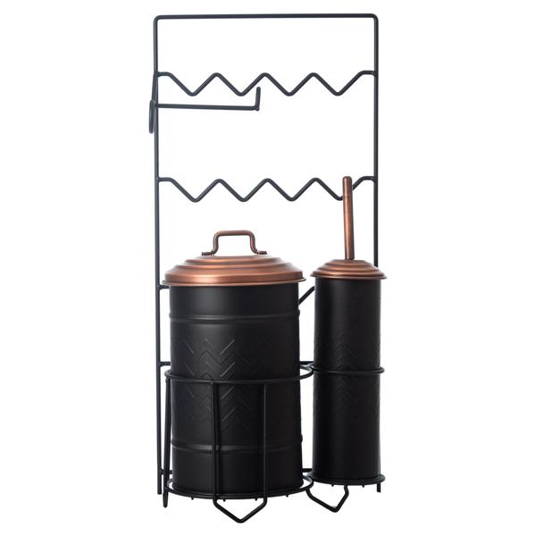 Mudo Home  Metal Çöp Kovası Tuvalet Fırçalık&Kağıtlık Siyah