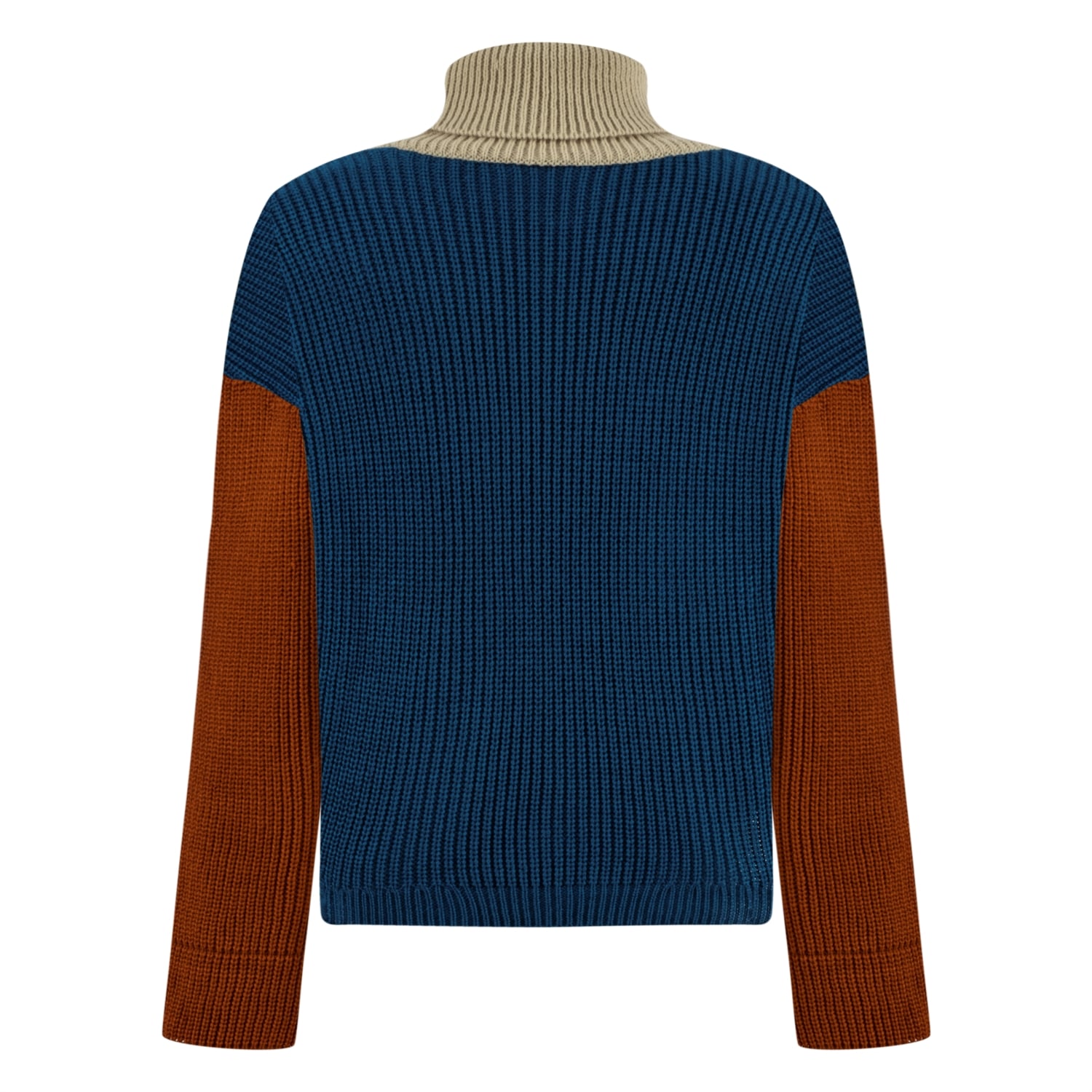 BALIKÇI YAKA RENK BLOKLU TRİKO KAZAK