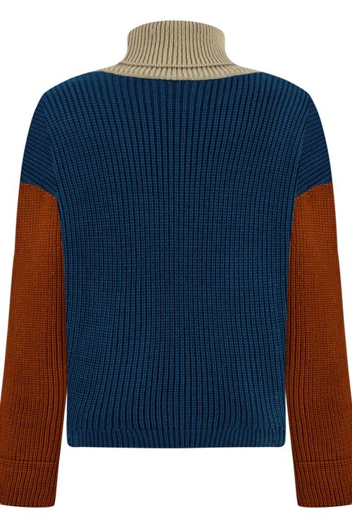  BALIKÇI YAKA RENK BLOKLU TRİKO KAZAK