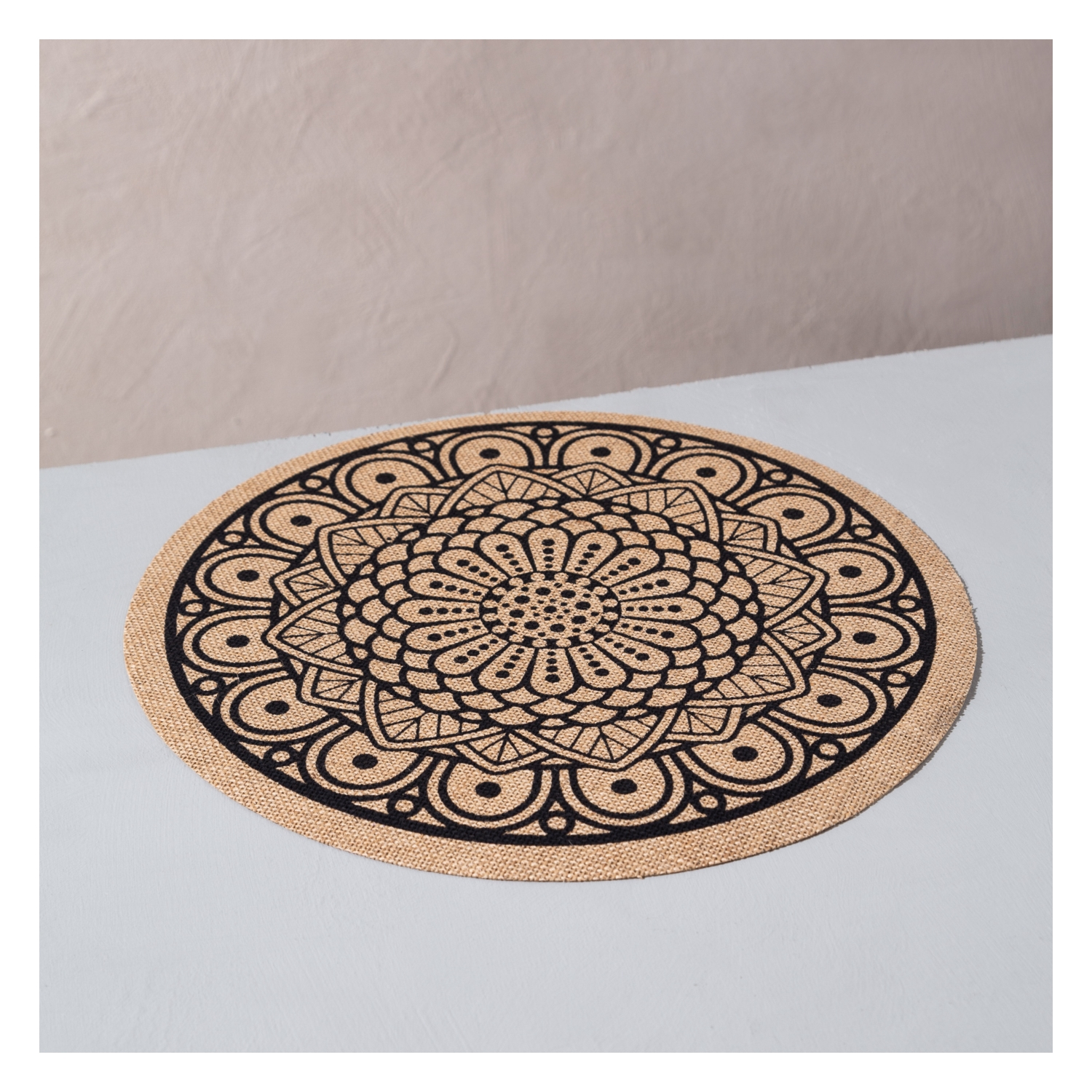 YUVARLAK JUT AMERİKAN SERVİSİ MANDALA DESEN  35 CM