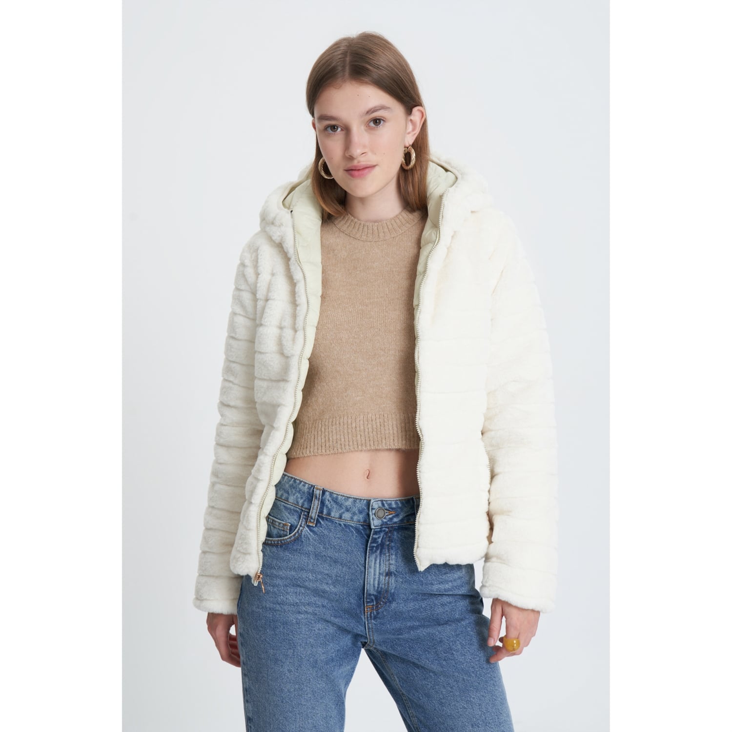 PELUŞ ÇİFT TARAFLI KAPİTONELİ MONT