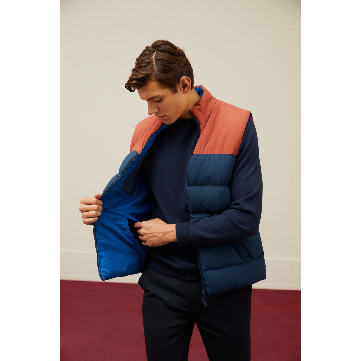 DİK YAKA ÇİFT TARAFLI ŞİŞME YELEK