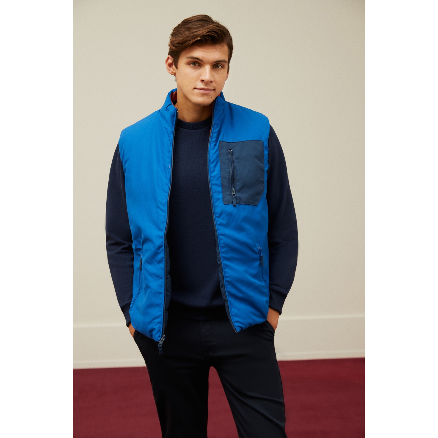 DİK YAKA ÇİFT TARAFLI ŞİŞME YELEK