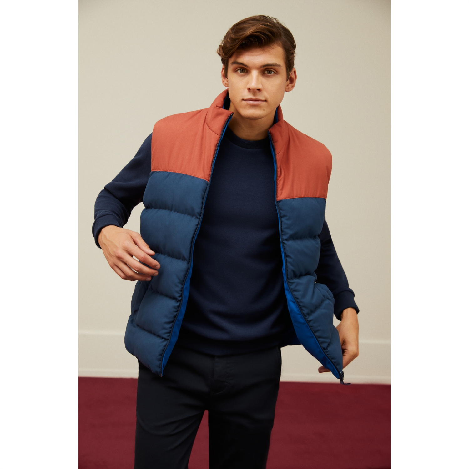 DİK YAKA ÇİFT TARAFLI ŞİŞME YELEK