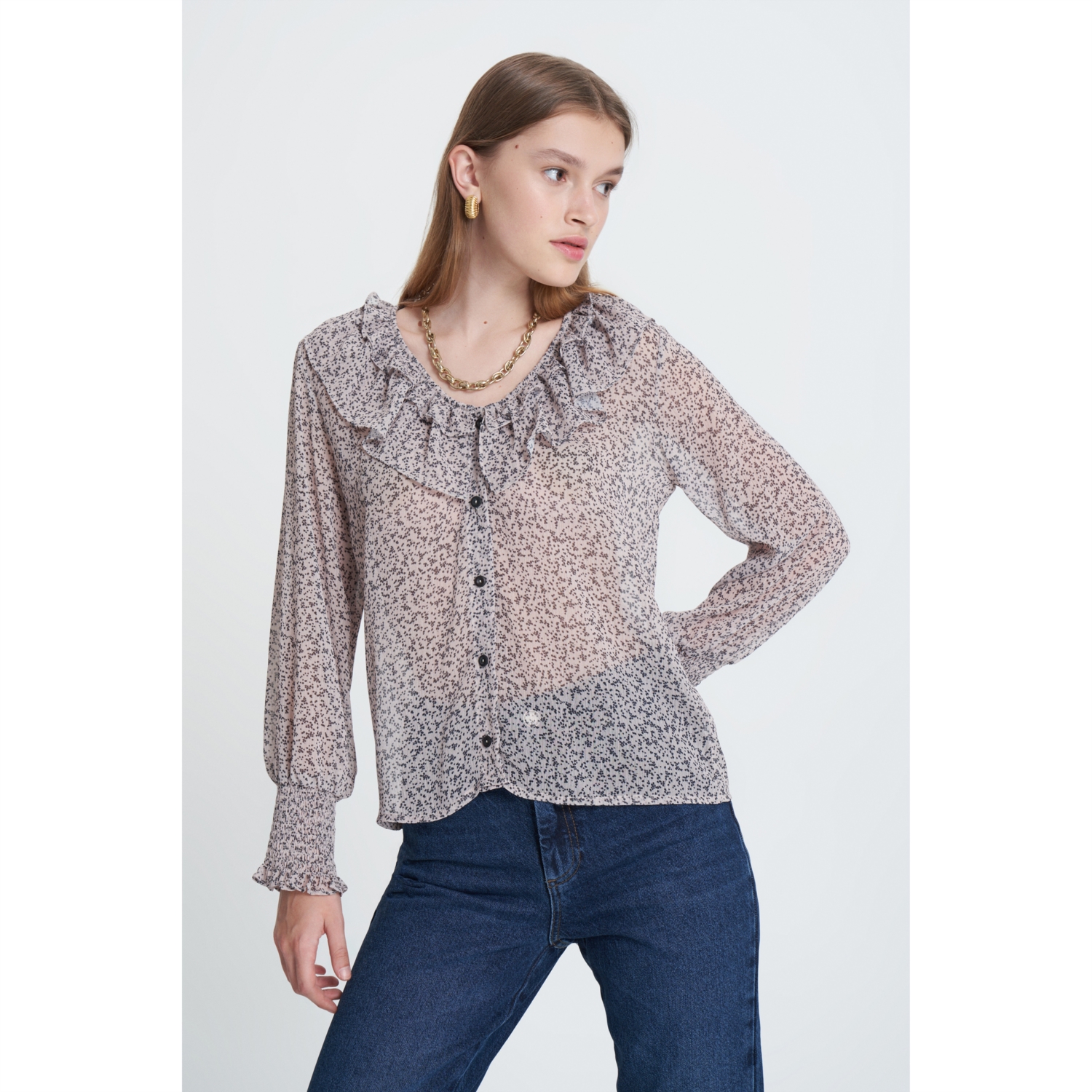 FIRFIRLI UZUN KOLLU BLUZ