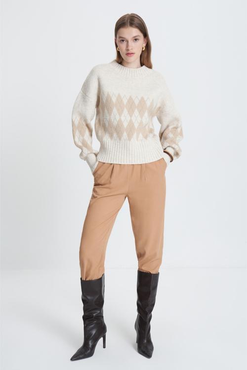  BAKLAVA DESENLİ BİSİKLET YAKA KAZAK