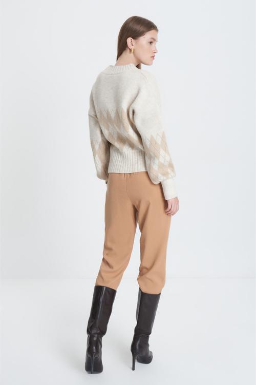  BAKLAVA DESENLİ BİSİKLET YAKA KAZAK