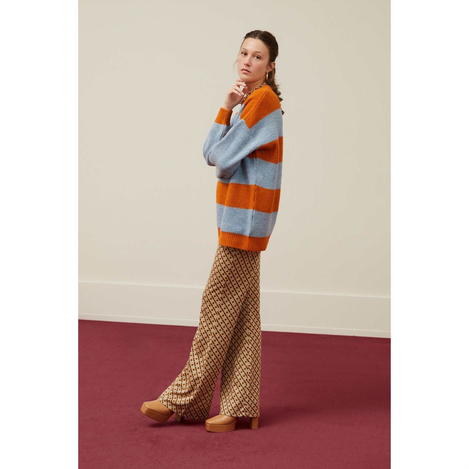 RENK BLOKLU ÇİZGİLİ KAZAK