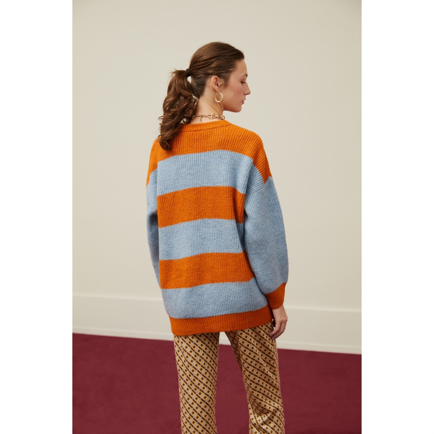 RENK BLOKLU ÇİZGİLİ KAZAK