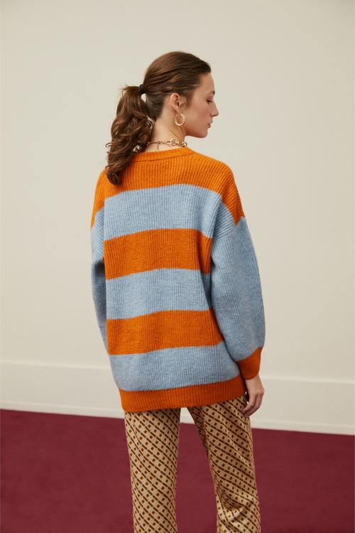  RENK BLOKLU ÇİZGİLİ KAZAK