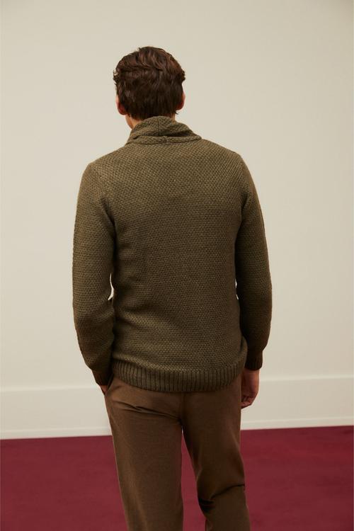  ŞAL YAKA SAÇ ÖRGÜLÜ UZUN KOLLU TRİKO HIRKA