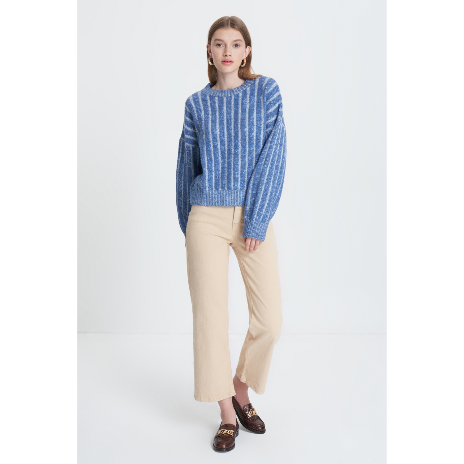 ÇİZGİLİ BİSİKLET YAKA TRİKO KAZAK