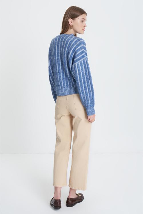  ÇİZGİLİ BİSİKLET YAKA TRİKO KAZAK